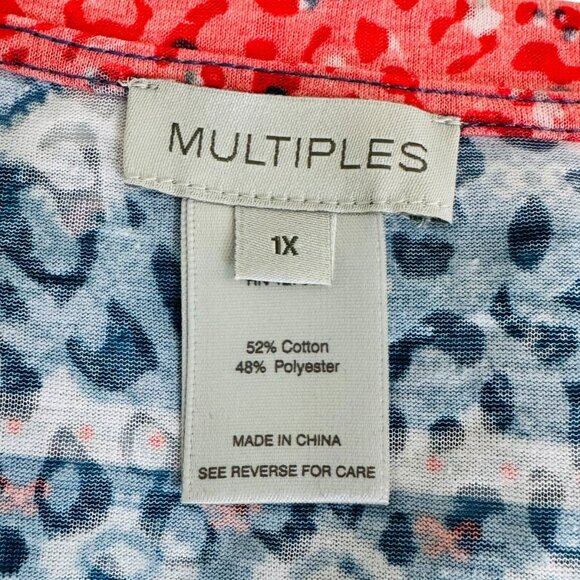 Multiples Women's Plus Size 1X Printed Burn Out Semi Sheer Multi Color T… - Picture 4 of 6